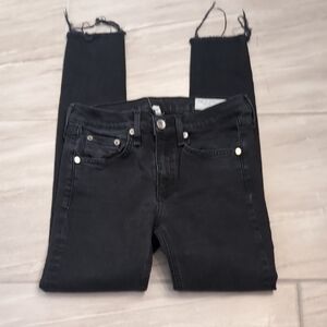 rag & bone Black Frayed Ankle Skinny Jeans